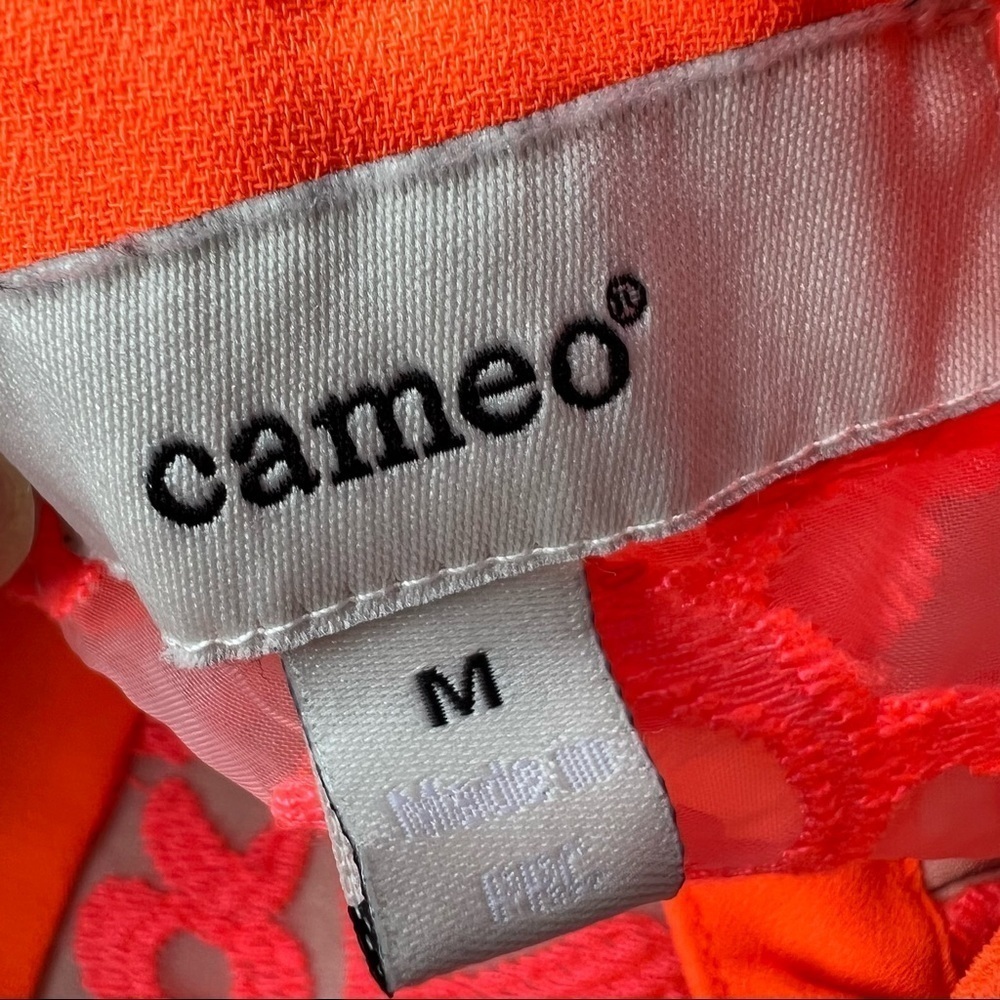 CAMEO WOMEN’S NEON PINK ORANGE EMBROIDERED DRESS SIZE M - Picture 9 of 13